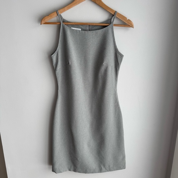 Vintage 90s Y2K Grey Minimalist Sheath Dress XS Halter Mini Short Capsule Canada - Picture 10 of 14